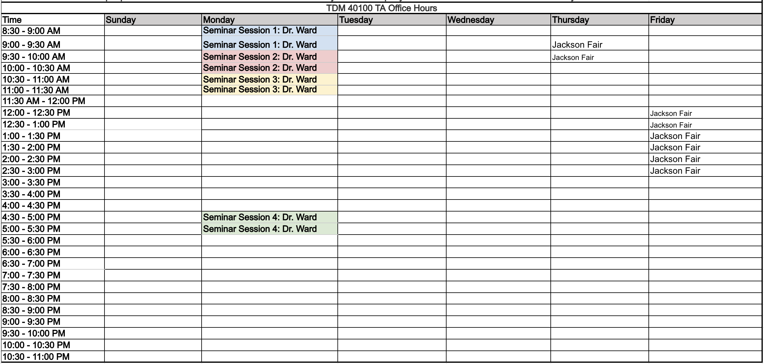 TDM 401 Office Hours